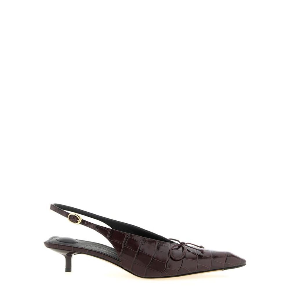 Jacquemus Bordeaux Calfskin Mid Heel Women's Pumps